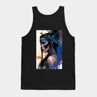 Fierce Native American Priestess Illustration Tank Top